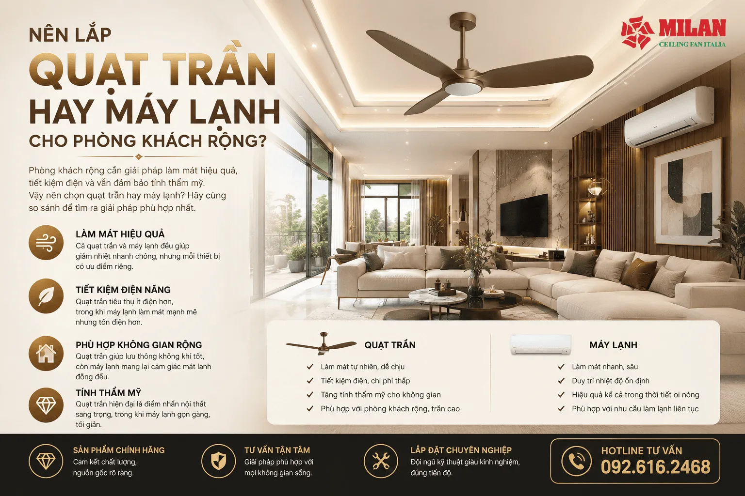 quạt trần hay máy lạnh